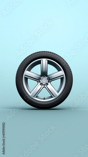 Car wheel single color background side view