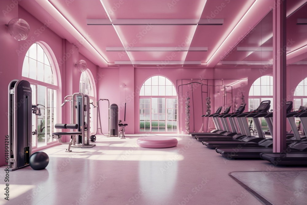 Gym interior design, super photo realistic, generative ai background Gym interior design, super photo realistic, generative ai background