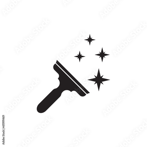 Glass cleaning tool icon logo illustration template design.