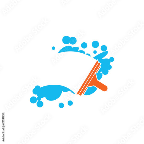 Glass cleaning tool icon logo illustration template design.