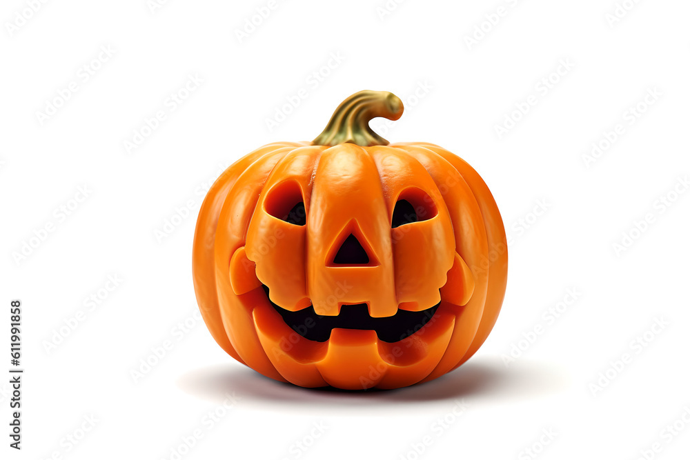 one jako-o-lantern on a white background Generative AI one jako-o-lantern on a white background Generative AI