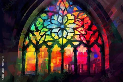 Colorful church window. Generate Ai