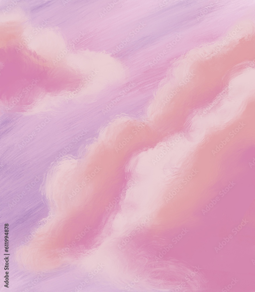Obraz premium Sky gradient with cloud like cotton candy background 