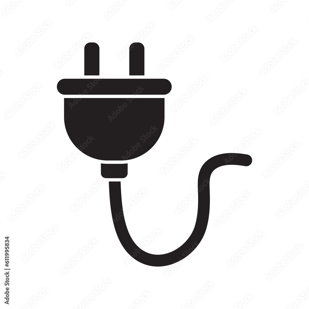 electric plug icon. black icon. Power and plug, connection symbol. logo and illustration electric plug icon. black icon. Power and plug, connection symbol. logo and illustration