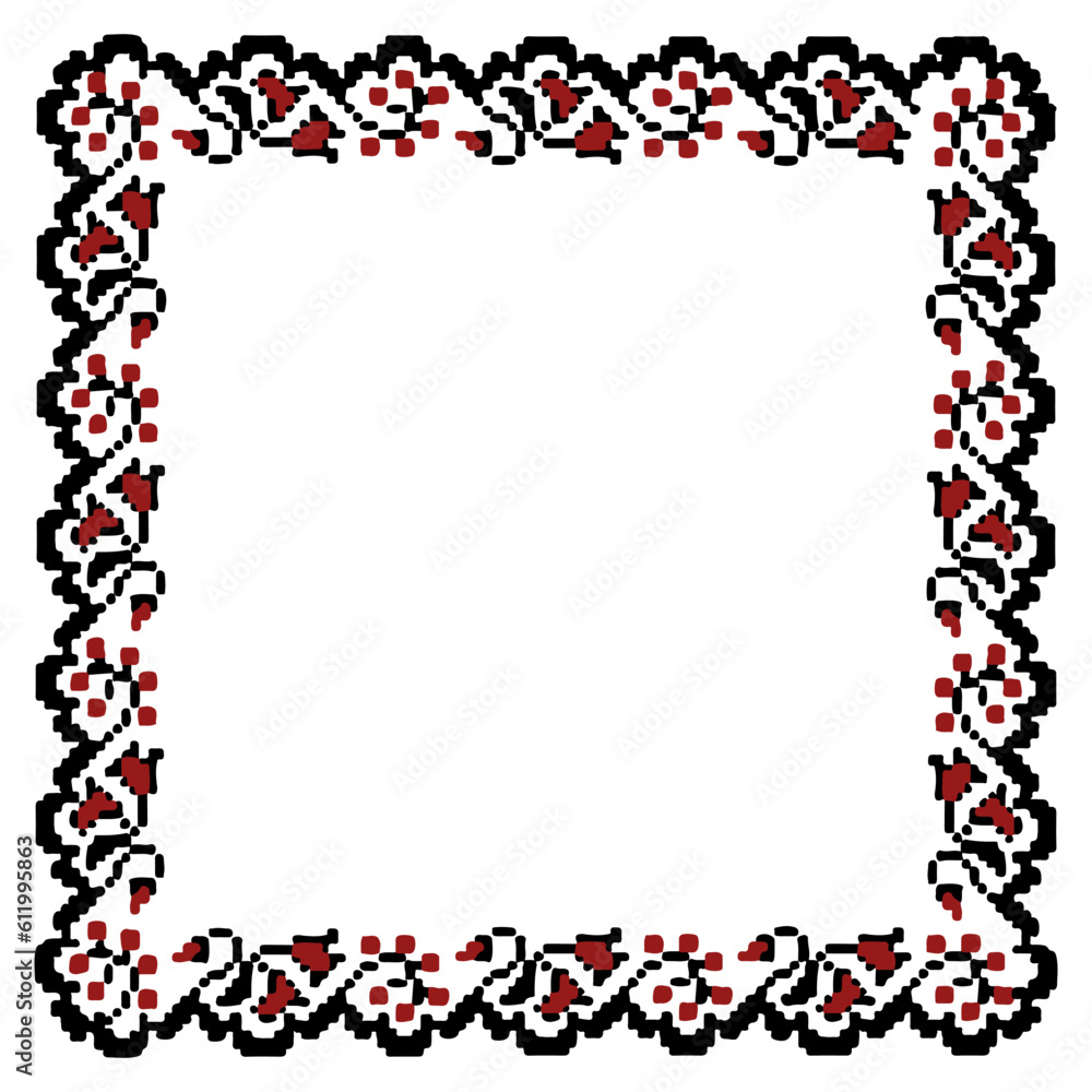 Obraz premium Vector ethnic Ukrainian frame pattern with floral elements