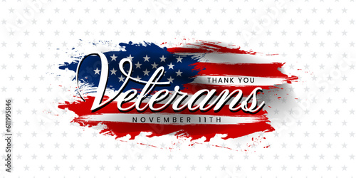 Veterans day poster. Veteran's day illustration with american flag, 11th November, Vector illustration