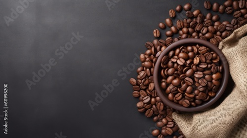 coffee bowl with coffee beans with a text © Zain Graphics