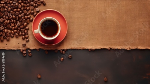 coffee cup with coffee beans with text