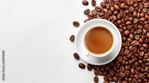coffee cup with coffee beans with text