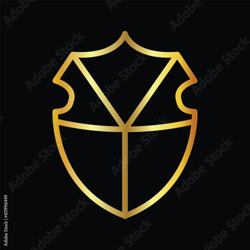 gold shield, icon, vector, illustration, design, template, flat, style