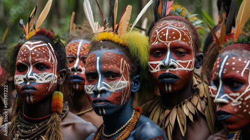 Obraz na płótnie A tribe in the Amazon jungle. Generative AI