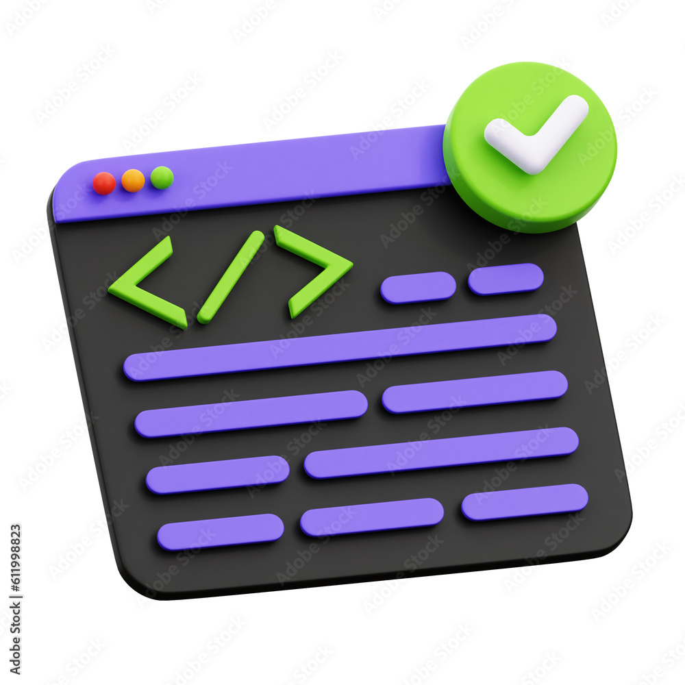 3D Coding Verified User Interface Illustration 3D Coding Verified User Interface Illustration