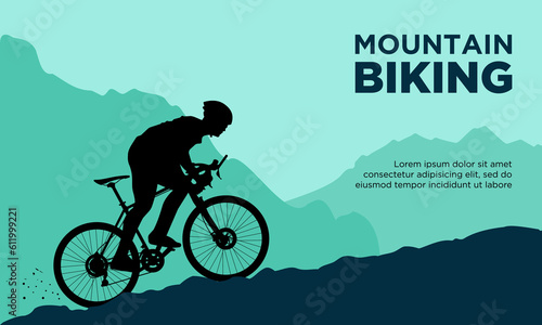 Mountain biking vector illustration. Suitable for mountain bike, downhill, and off road cycling.