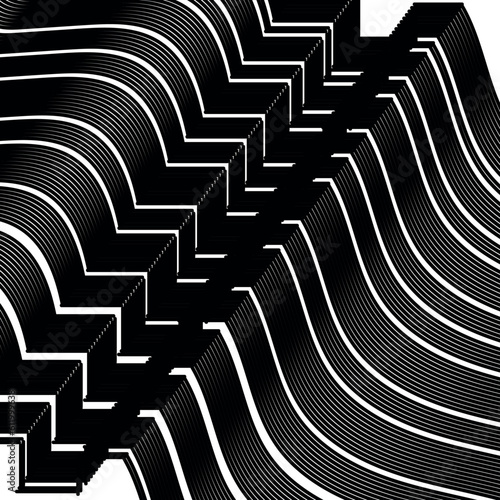 An isometric geometric surface consists of thick dense lines.