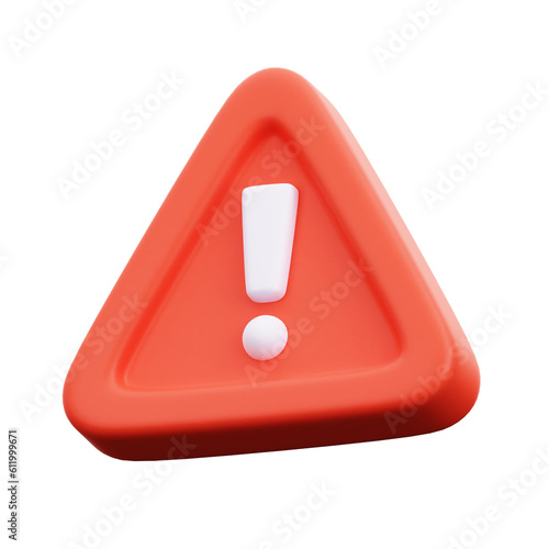 3D Warning Icon Illustration