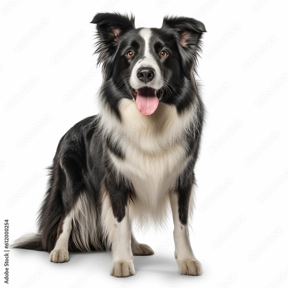 Border collie dog isolated in a white background, ai generative