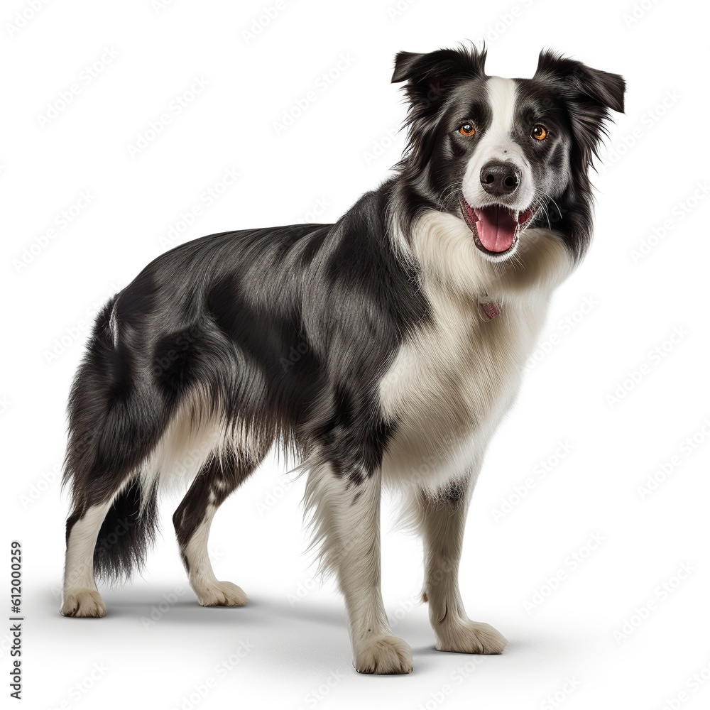 Border collie dog isolated in a white background, ai generative Border collie dog isolated in a white background, ai generative