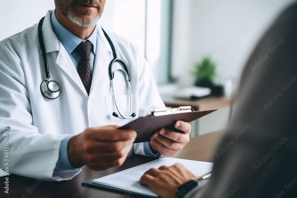 Doctor explain health check document of male patient in medical clinic or hospital health. health and doctor concept. Doctor explain health check document of male patient in medical clinic or hospital health. health and doctor concept.