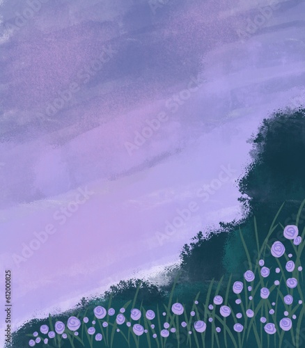 landscape sky and grass dusk scene