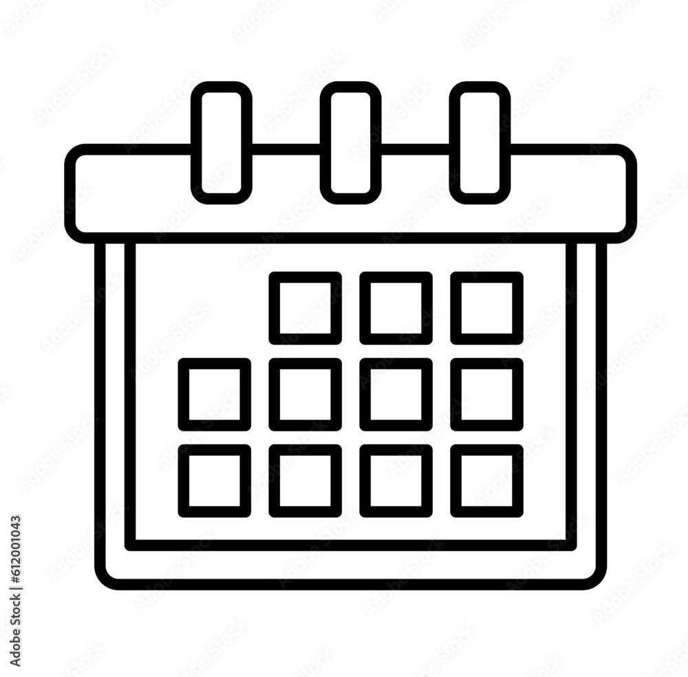 Cute calendar back to school cartoon outline icon Cute calendar back to school cartoon outline icon