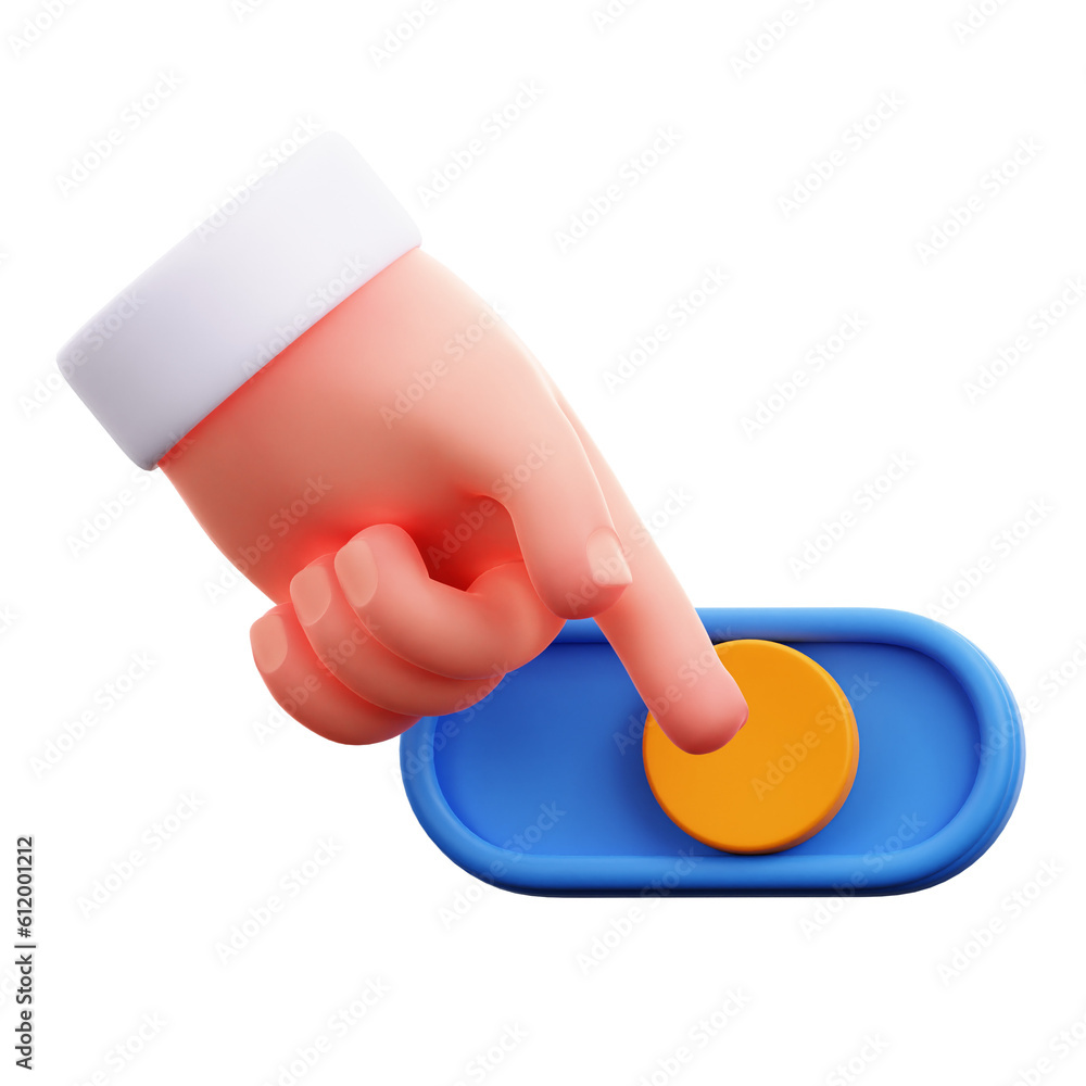 3D Hand with Toggle Icon User Interface Illustration 3D Hand with Toggle Icon User Interface Illustration