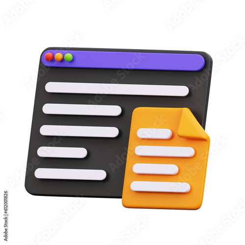 3D Copy Web Document File User Interface Illustration
