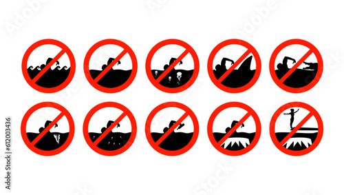No swimming allowed, sign set