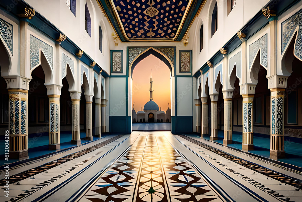 interior of a mosque in the hallway
