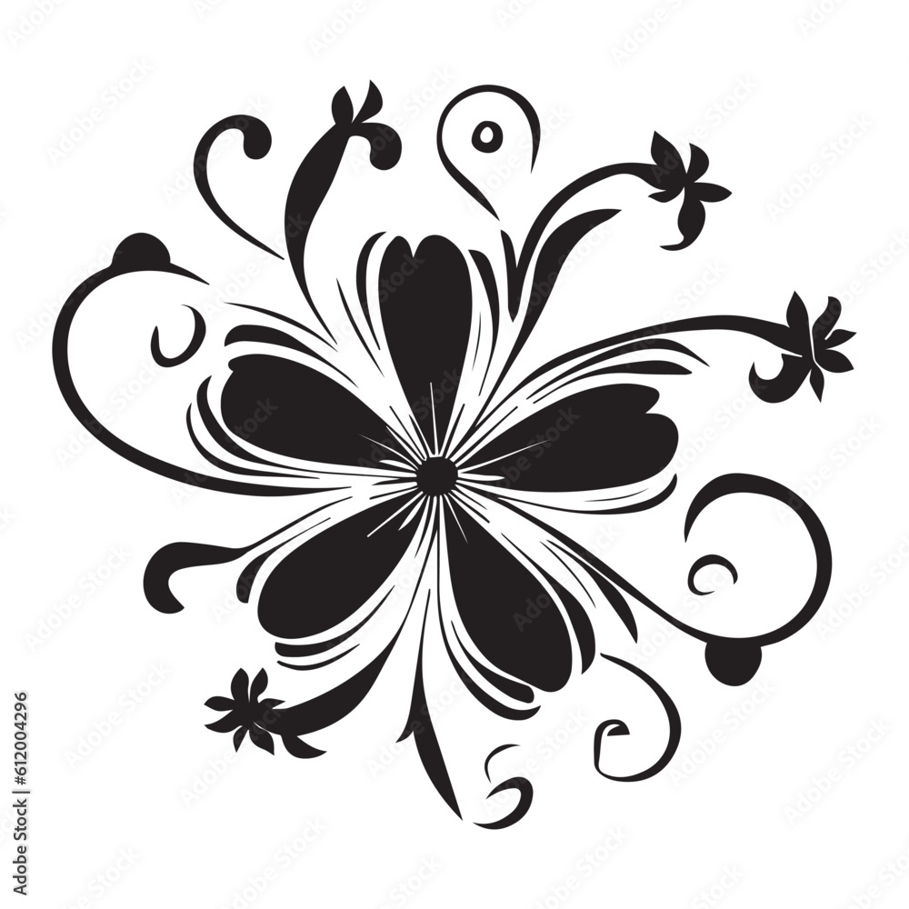 flower, leaf, flourish, tattoo, peony, art, illustration, black, decoration, design, floral, nature, vector, beautiful, artistic, border, classical, corner, deco, doodle, draw, elegant, elements, fash