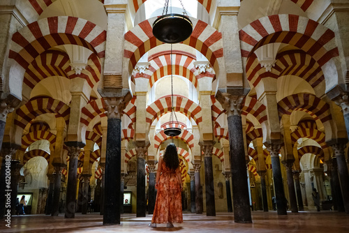 Girl visiting Cordoba Mezquita, Andalucia, Spain