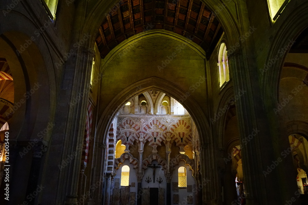 Filtering light inside Mezquita de Cordoba, Andalucia, Spain