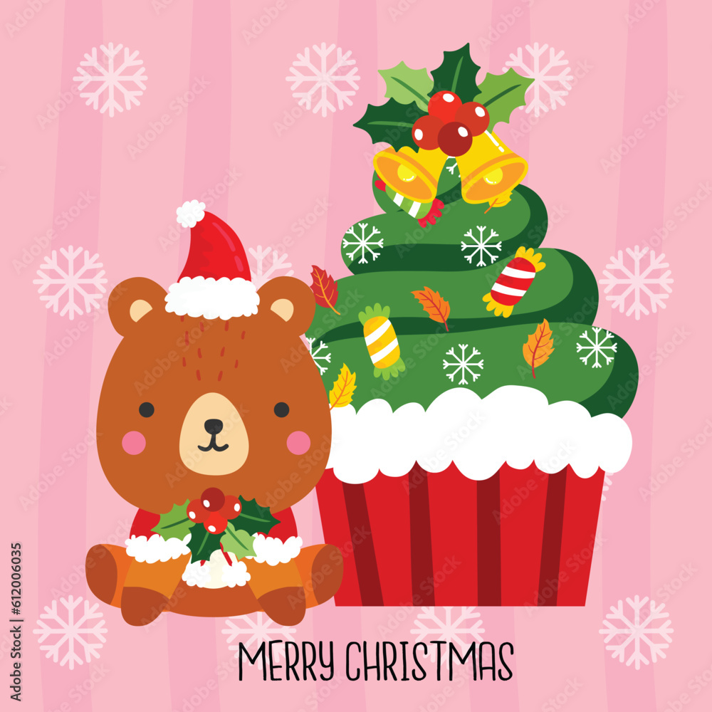 Fototapeta premium Cute Cartoon Christmas Concept.