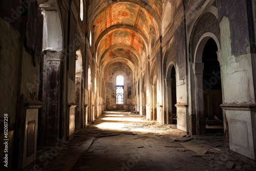 Abandoned church with a sunlit windows