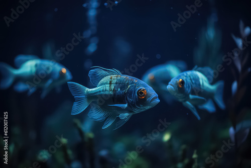 Beautiful neon fish in the Maldives, AI