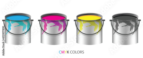 cmyk paint cans vector design