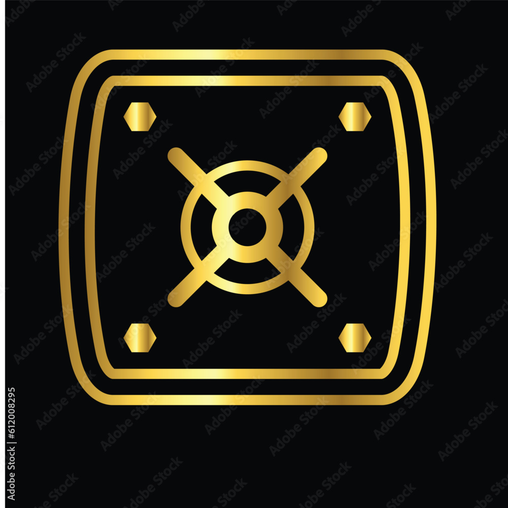gold safe box, icon, vector, illustration, design, template, flat, style gold safe box, icon, vector, illustration, design, template, flat, style