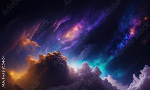 Colorful nebular galaxy stars and clouds as universe wallpaper © didiksaputra