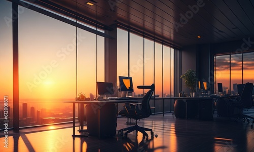 Office background modern amazing view at evening