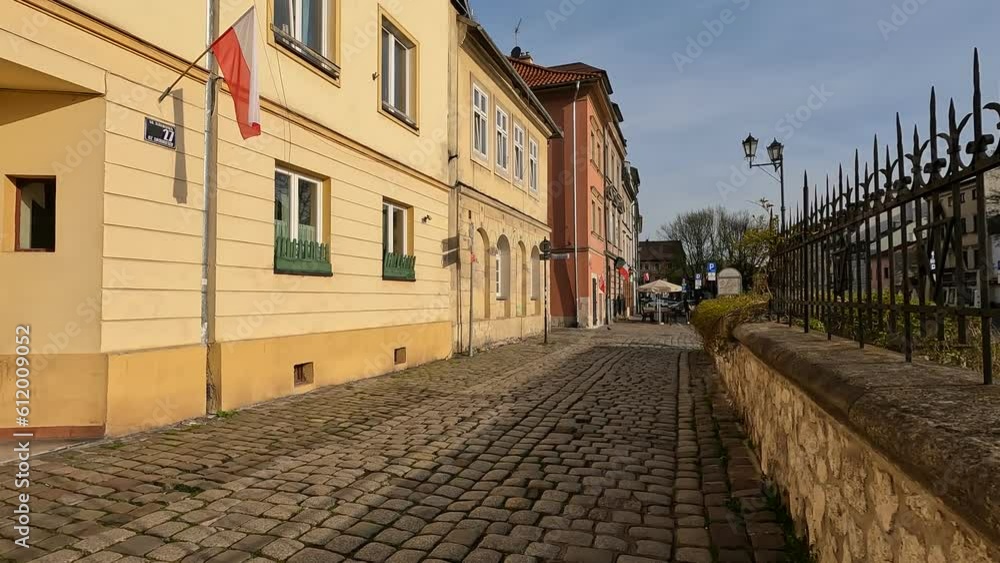 A old alley in the Kazimierz district of Krakow. This district was once the center of Jewish life in Krakow and now is a vibrant cultural hub. 