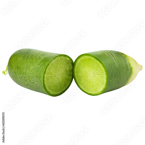 Green radish isolated on a transparent background