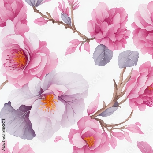 Sakura blossom leaf watercolor on the white background  theme pattern flat illustration for scarf production