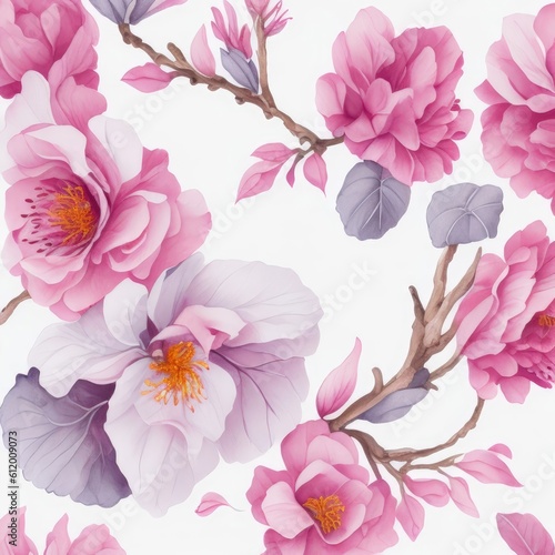 Sakura blossom leaf watercolor on the white background theme pattern flat illustration for scarf production