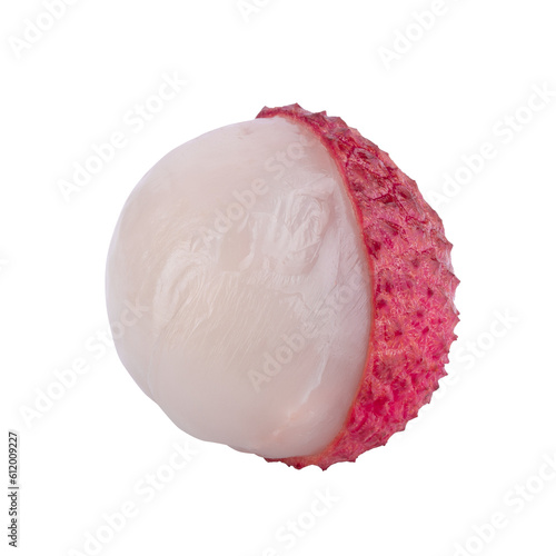 Fresh lychee or litchi fruit isolated on transparent background, PNG.