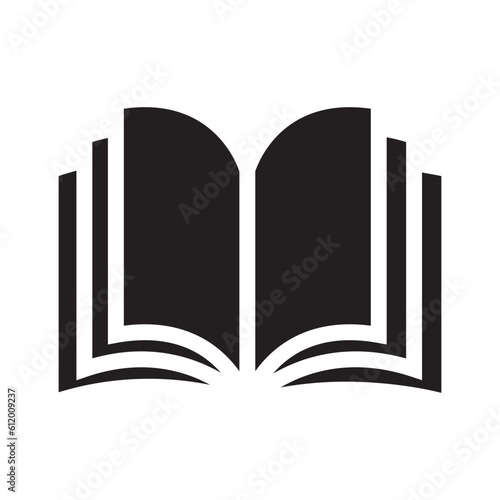 vector open book icon and illustration. reading black icon