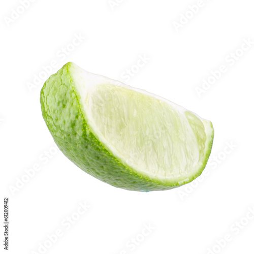 sliced limes, Sour green fruit isolated on a transparent background.