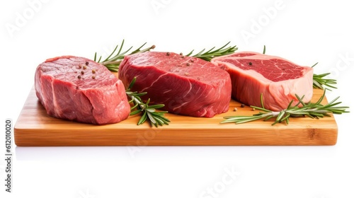 raw beef steak with white background