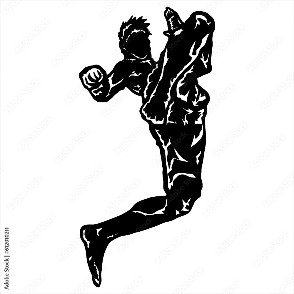 vector illustration of silhouette muaythai fighter vector illustration of silhouette muaythai fighter