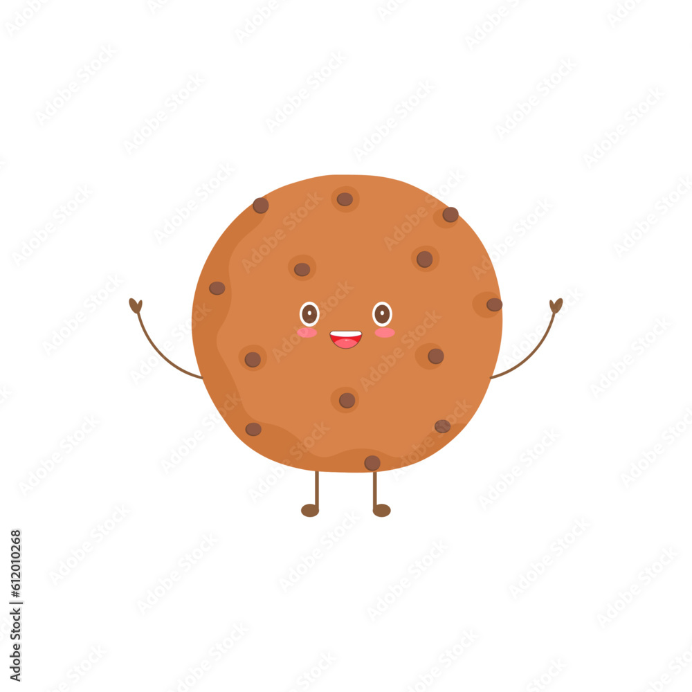 happy character cookie with hands and legs mascot vector. cartoon character illustration happy character cookie with hands and legs mascot vector. cartoon character illustration