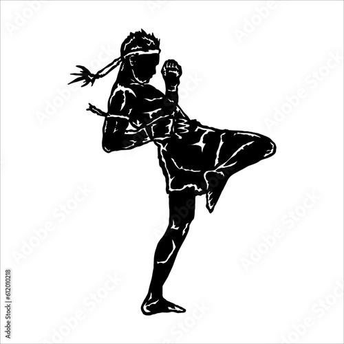 vector illustration of silhouette muaythai fighter