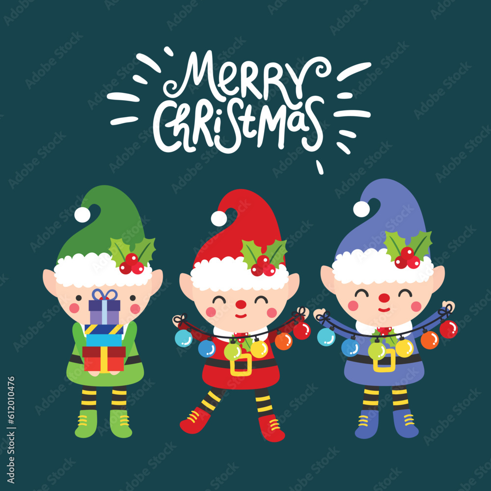 Cute Cartoon Christmas Concept. Cute Cartoon Christmas Concept.
